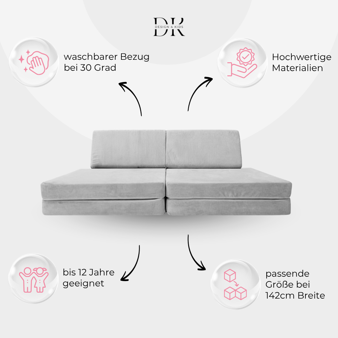 Design4Kids Spielsofa Slim-Cord Mini Grande Classic