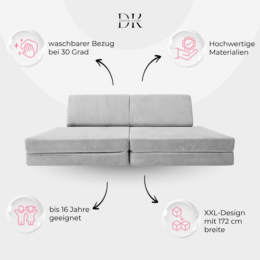 Design4Kids XXL Spielsofa Slim-Cord Grande Classic