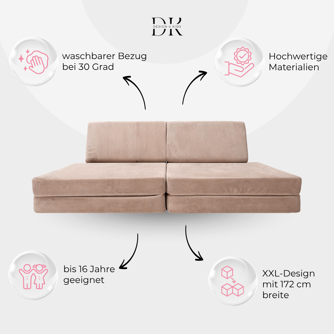 Design4Kids XXL Spielsofa Slim-Cord Grande Classic