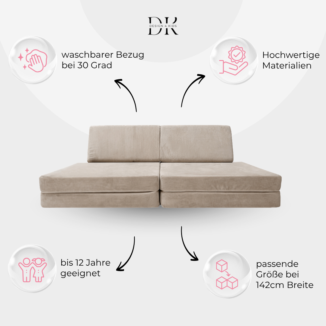 Design4Kids Spielsofa Slim-Cord Mini Grande Classic