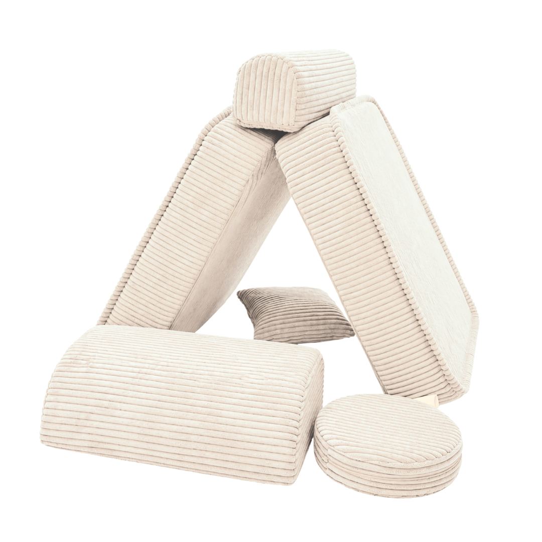 Design4Kids 3-in-1 Kindersessel Jewel Cord Mini 60x60 cm - Faltbare Kindercouch & Spielmatratze
