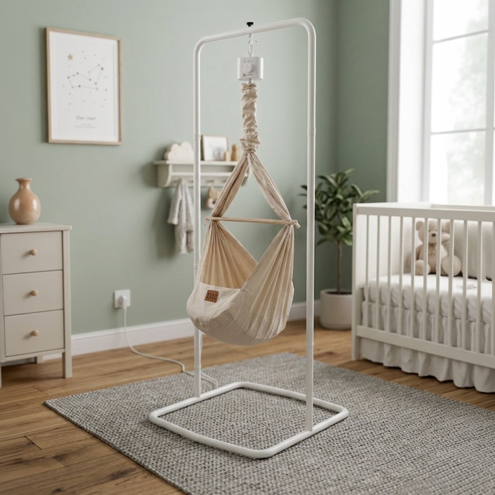 Design4Kids Federwiege Baby Classic, Bio-Baumwolle mit Motor & Komfort-Gestell