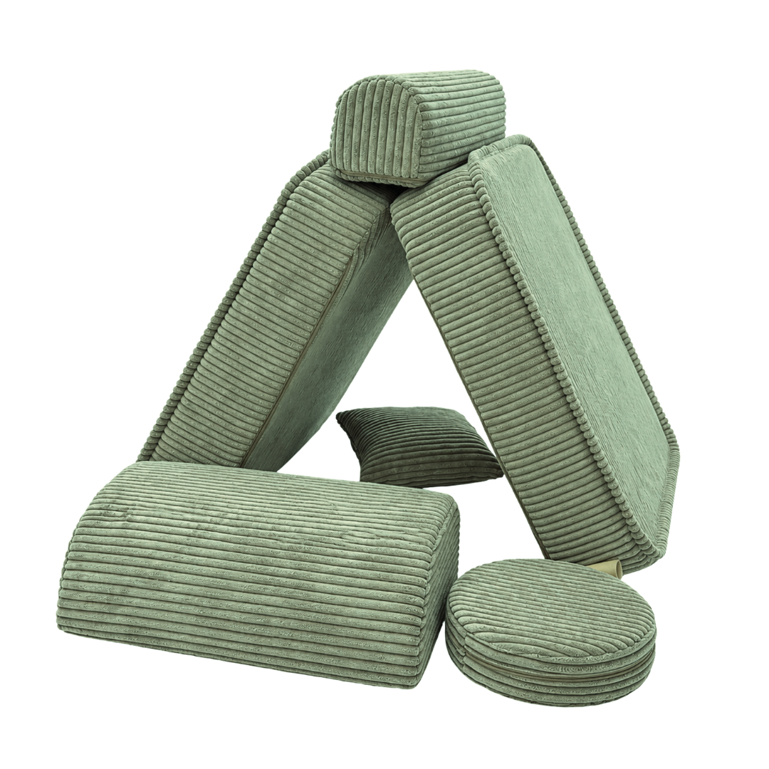Design4Kids 3-in-1 Kindersessel Jewel Cord Mini 60x60 cm - Faltbare Kindercouch & Spielmatratze