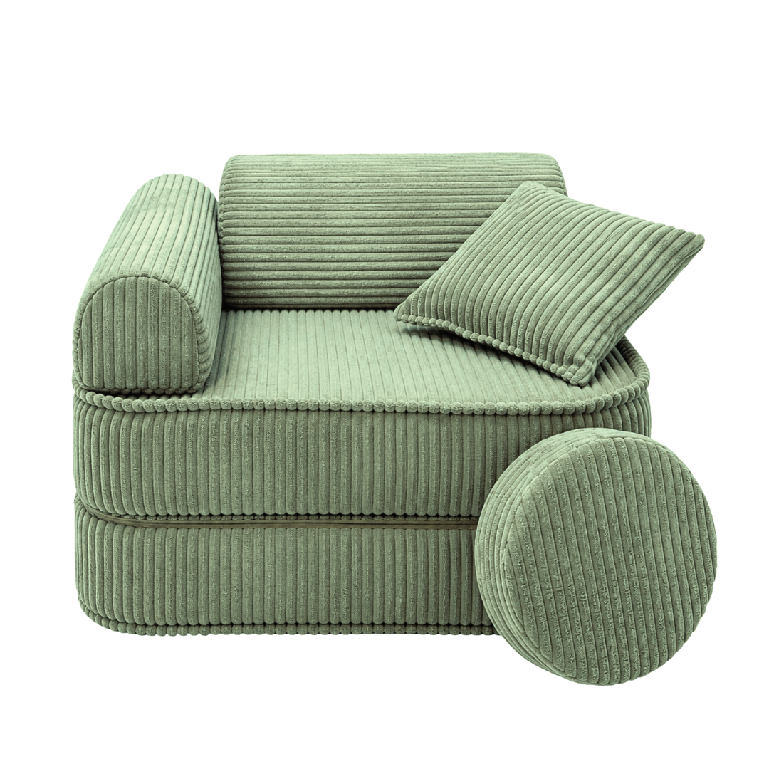 Design4Kids 3-in-1 Kindersessel Jewel Cord Mini 60x60 cm - Faltbare Kindercouch & Spielmatratze