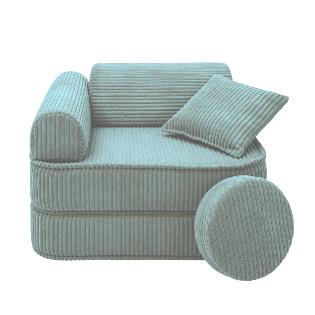 Design4Kids 3-in-1 Kindersessel Jewel Cord Mini 60x60 cm - Faltbare Kindercouch & Spielmatratze