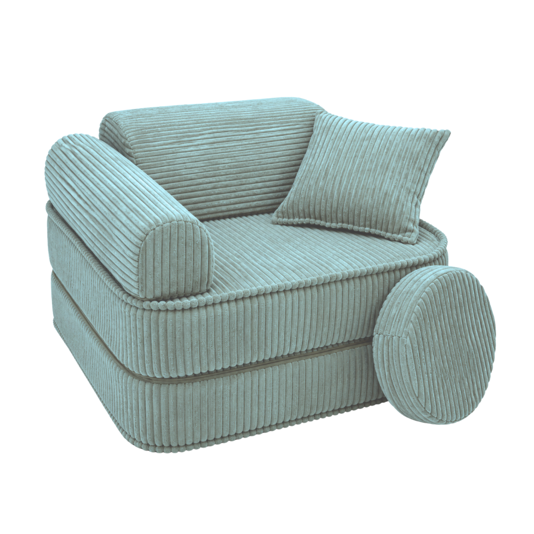 Design4Kids 3-in-1 Kindersessel Jewel Cord Mini 60x60 cm - Faltbare Kindercouch & Spielmatratze