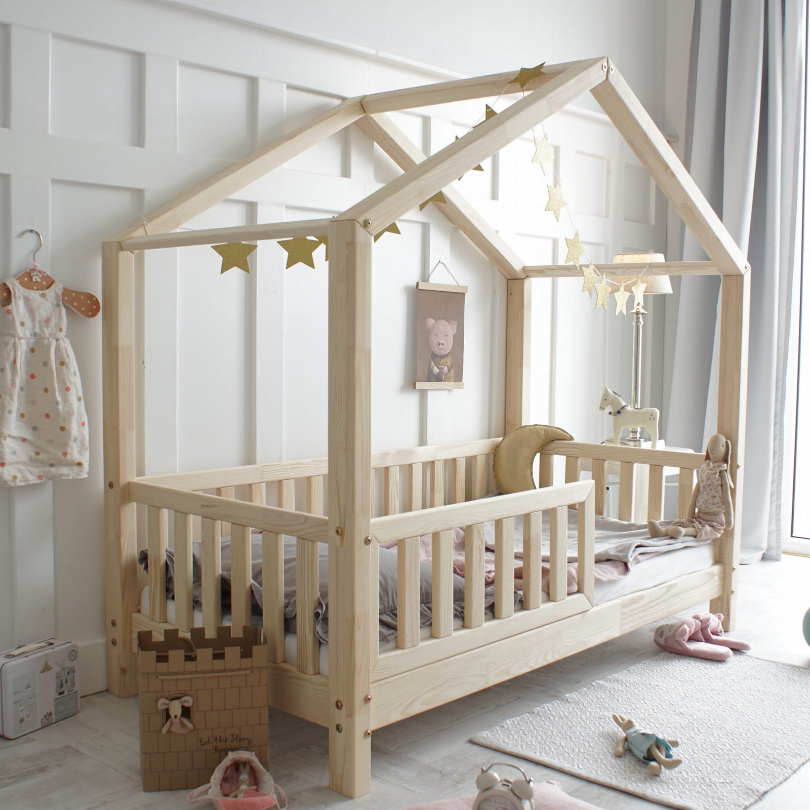Design4kids Hausbett Marino Komfort 190x90 Naturholz