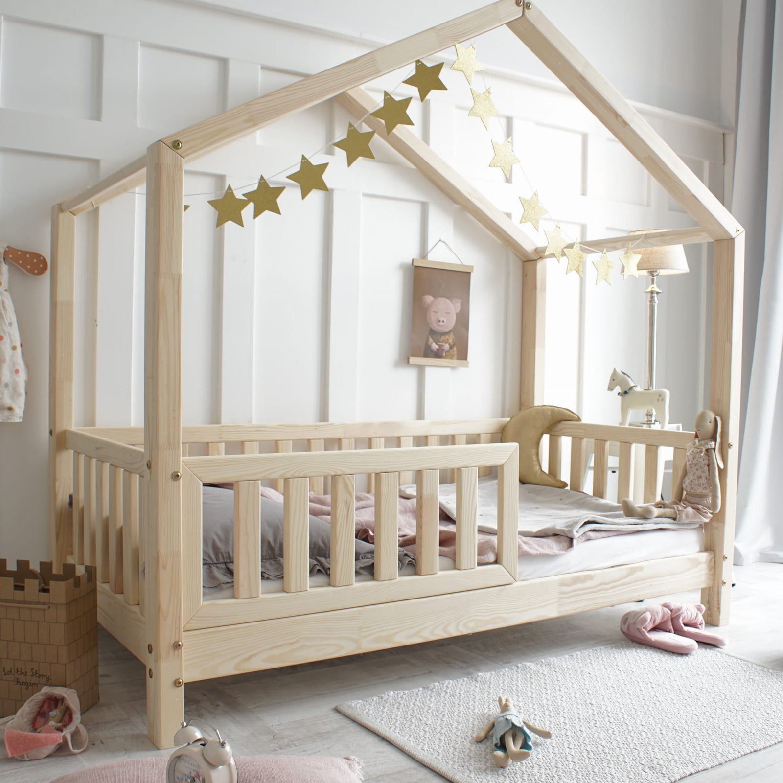 Design4kids Hausbett Marino Komfort 190x90 Naturholz