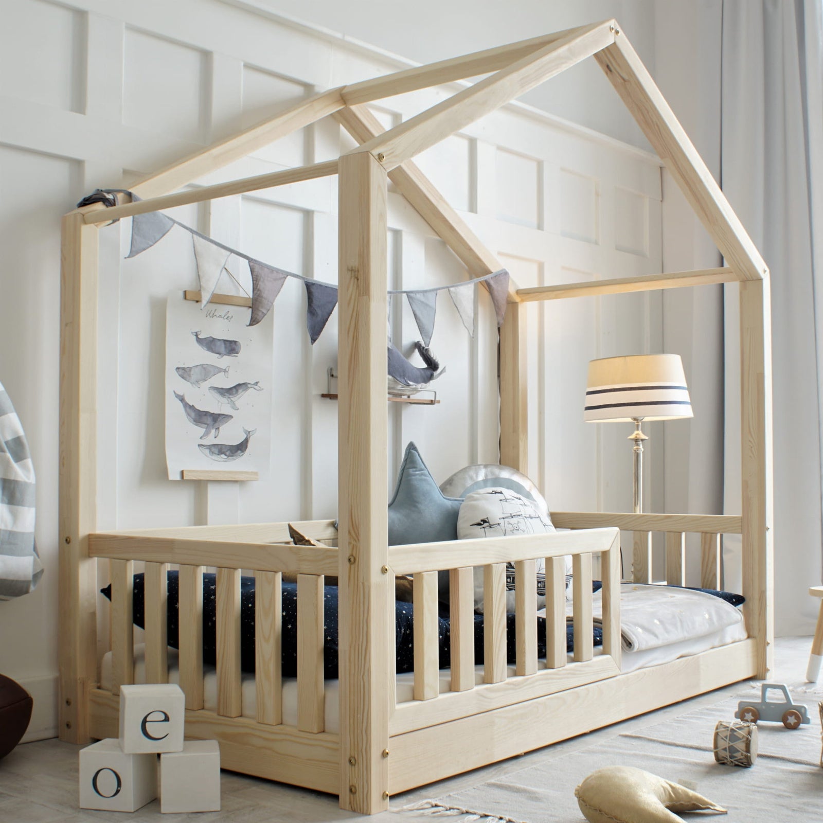 Design4kids Hausbett Marino Komfort 190x90 Naturholz (Füße 1 cm)