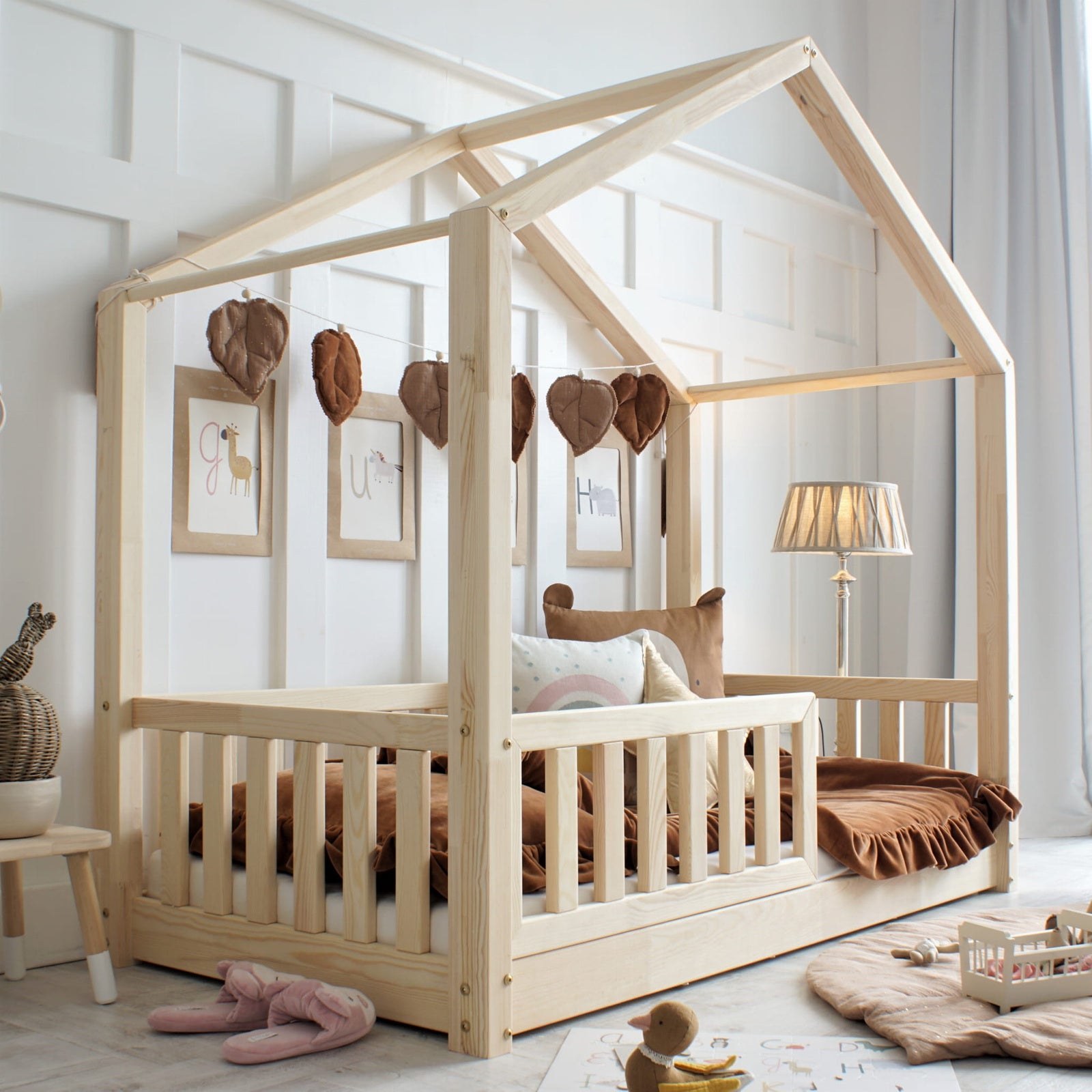 Design4kids Hausbett Marino Komfort 190x90 Naturholz (Füße 1 cm)