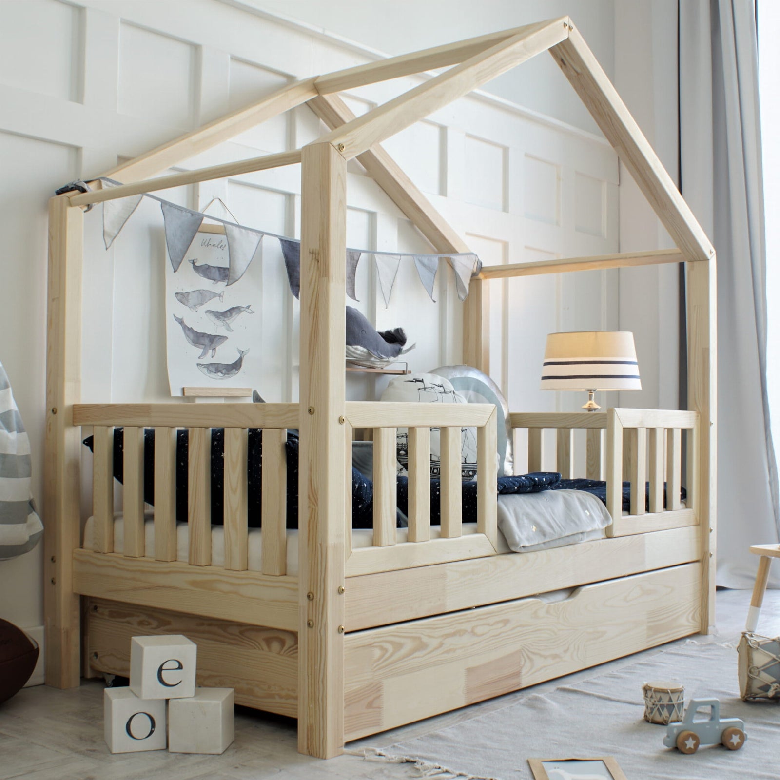 Design4kids Hausbett Marino Deluxe - 190x90 Natur