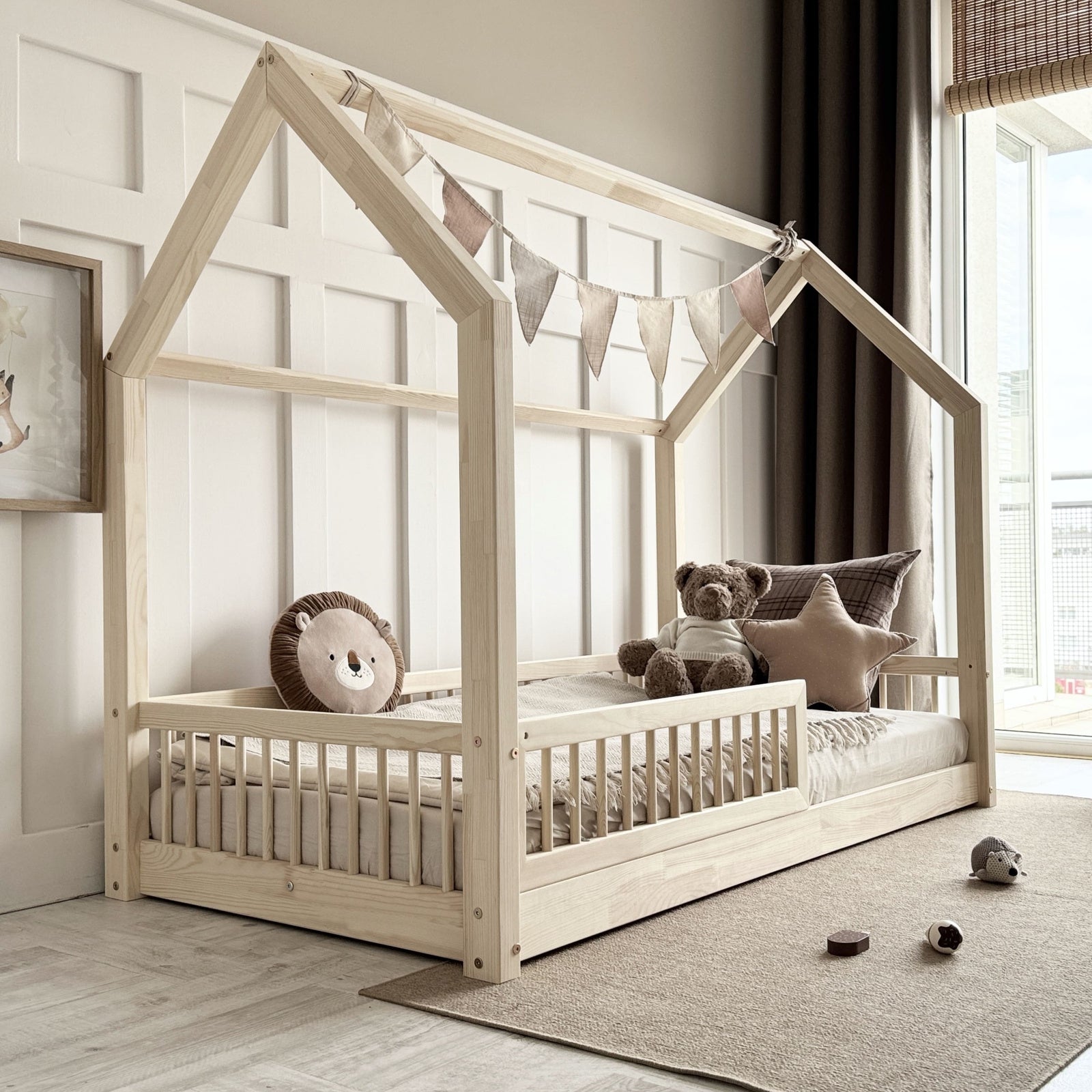 Design4kids Hausbett Sole Komfort - 190x90 Naturholz (1cm Füße)