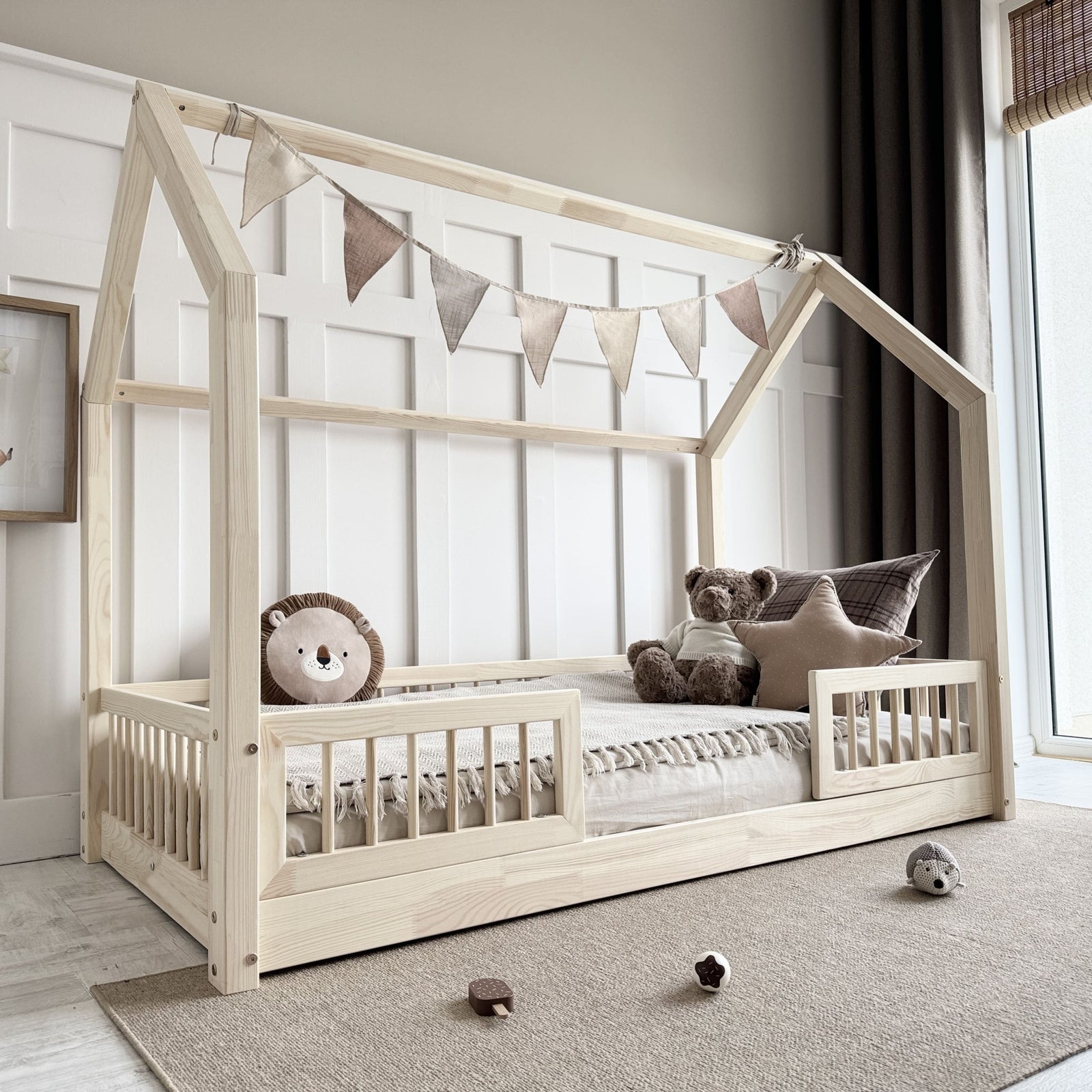 Design4kids Hausbett Sole Pro - 160x80 Naturholz (1 cm Füße)