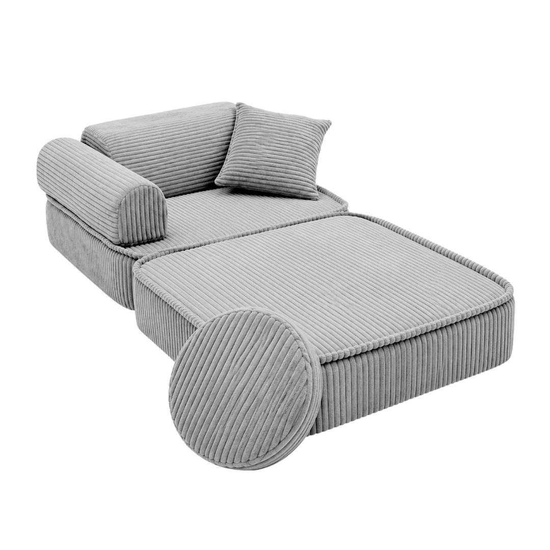 Design4Kids 3-in-1 Kindersessel Jewel Cord Mini 60x60 cm - Faltbare Kindercouch & Spielmatratze