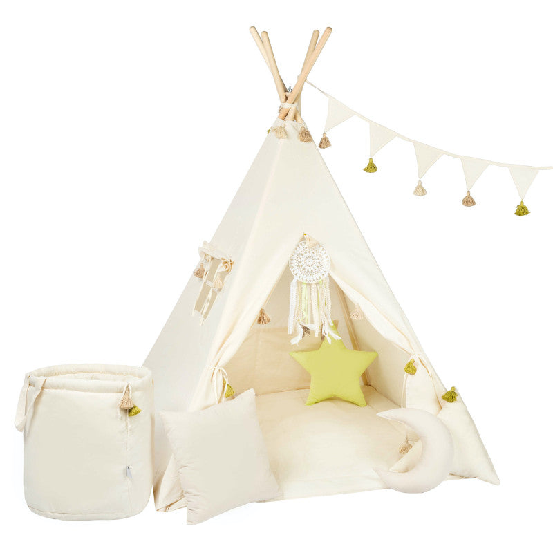 Design4Kids Tipi-Zelt XXL-Set Creamy Tassle - creme