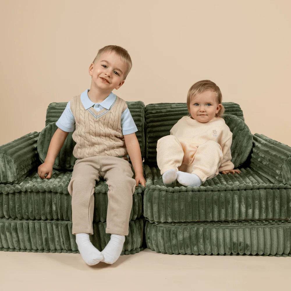 Design4Kids Spielsofa Jewel Plüsch-Cord Plus - classic olive