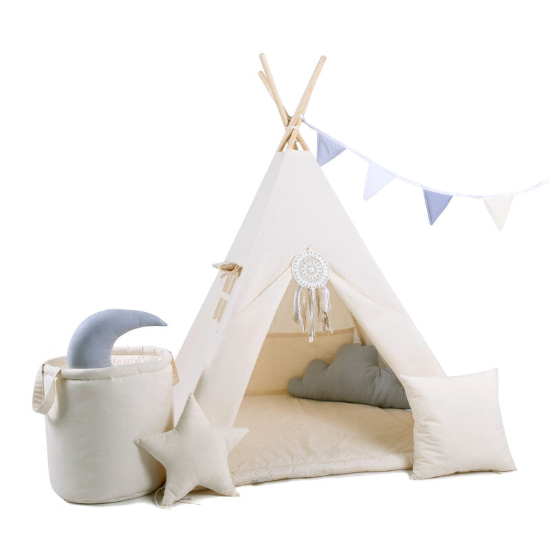 Design4Kids Tipi-Zelt XXL-Set Milky Land - beige