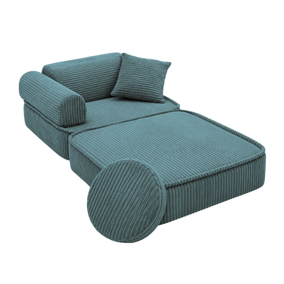 Design4Kids 3-in-1 Kindersessel Jewel Cord Mini 60x60 cm - Faltbare Kindercouch & Spielmatratze