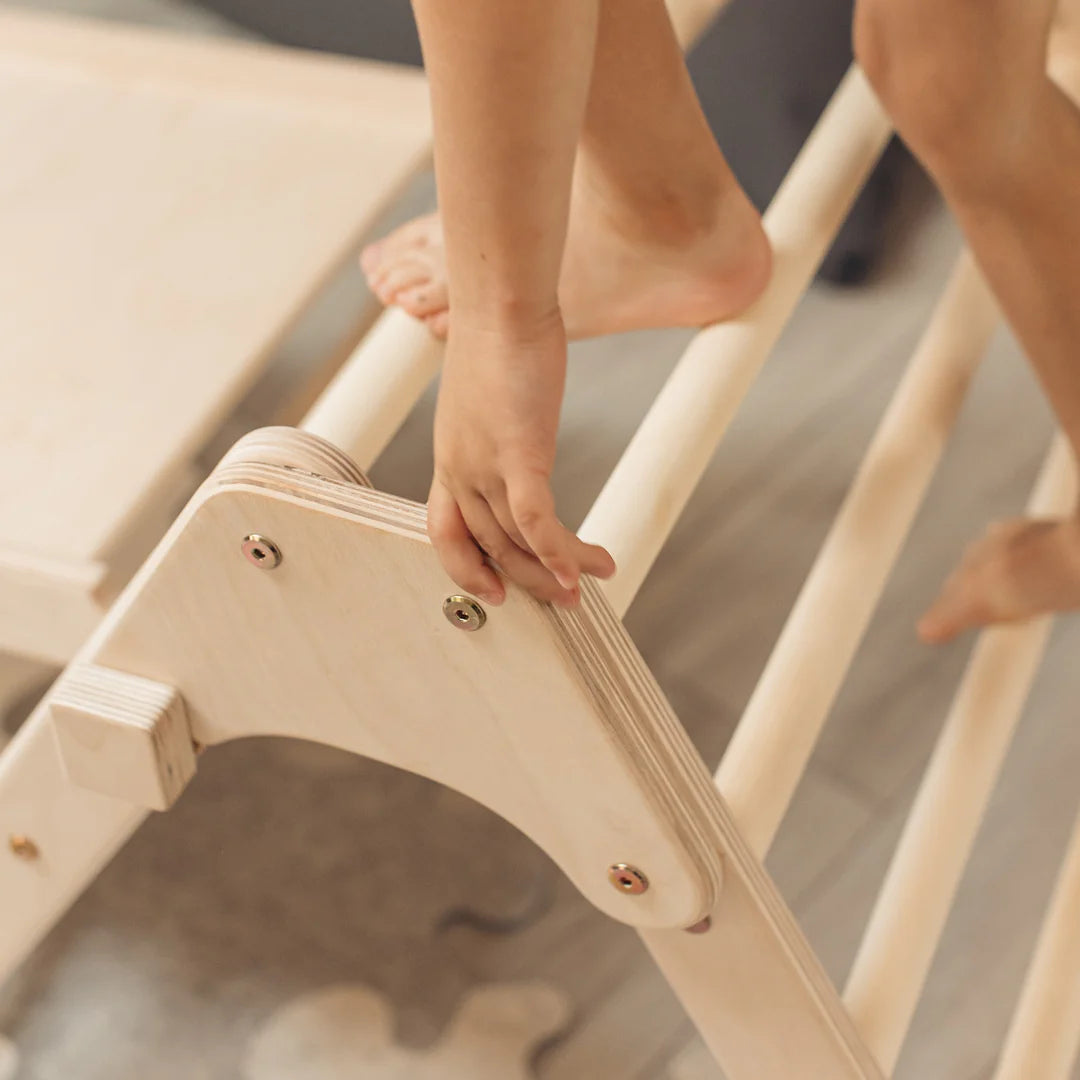 Design4Kids Montessori Kletterset Tarsier - Pikler-Kletterdreieck mit Rutsche und Kletterbogen