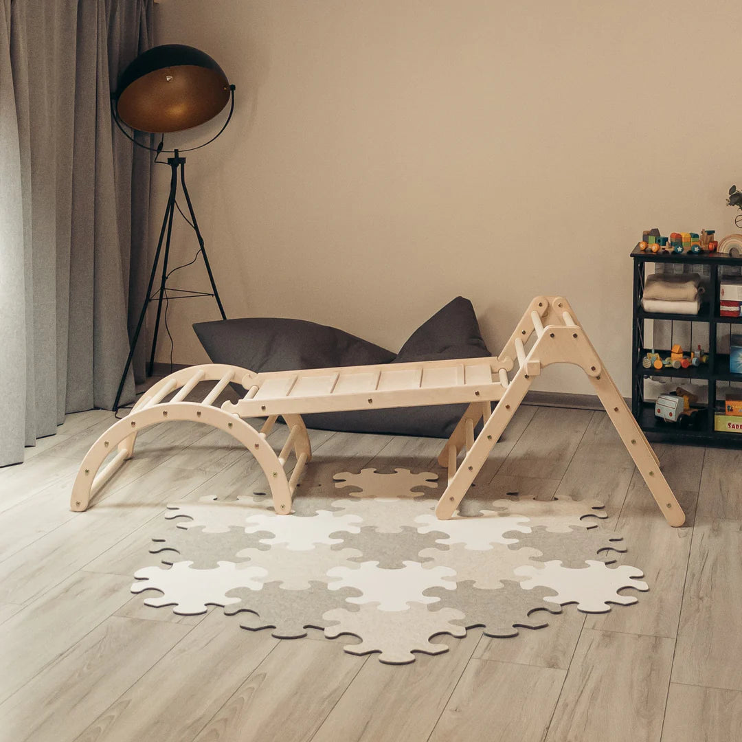 Design4Kids Montessori Kletterset Tarsier - Pikler-Kletterdreieck mit Rutsche und Kletterbogen