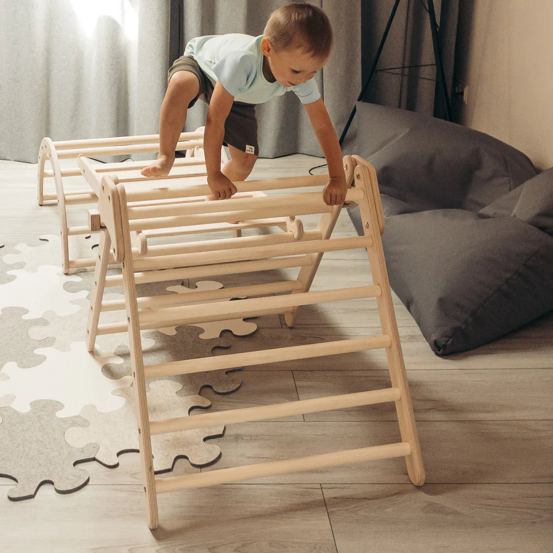 Design4Kids Montessori Kletterset Tarsier - Pikler-Kletterdreieck mit Rutsche und Kletterbogen