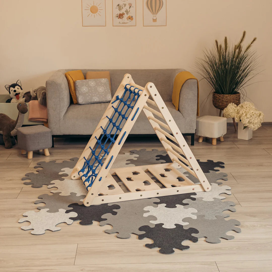 Design4Kids Pikler Kletterdreieck Lemur - dreiseitig mit Netz-, Sprossen- und Kletterseite