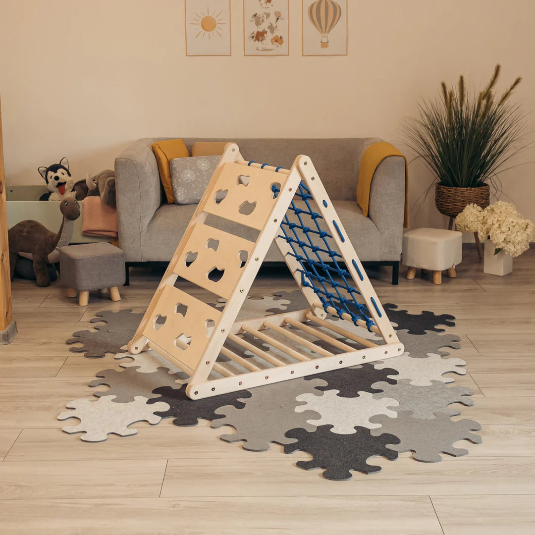 Design4Kids Kletterdreieck Lemur - dreiseitig mit Netz-, Sprossen- und Kletterseite