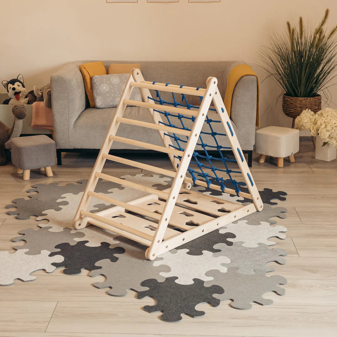 Design4Kids Pikler Kletterdreieck Lemur - dreiseitig mit Netz-, Sprossen- und Kletterseite