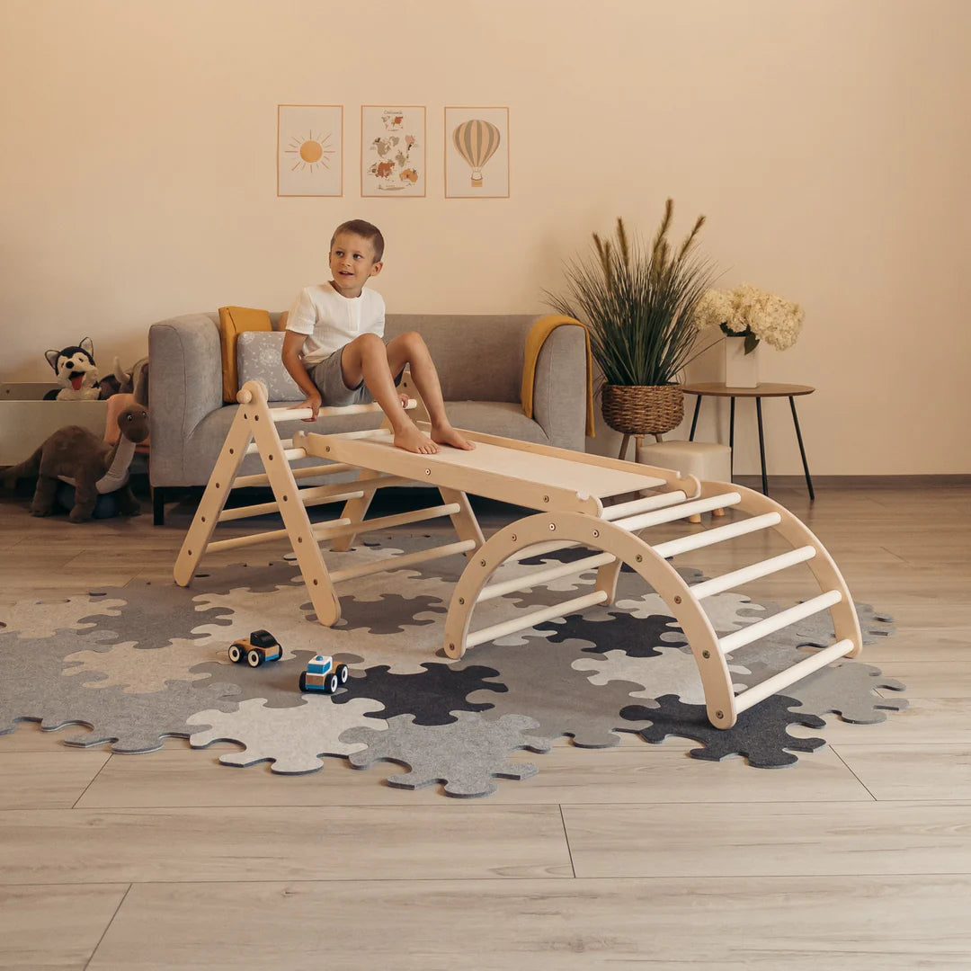 Design4Kids Montessori Kletterset Galagos - Pikler Kletterdreieck mit Rutsche und Kletterbogen