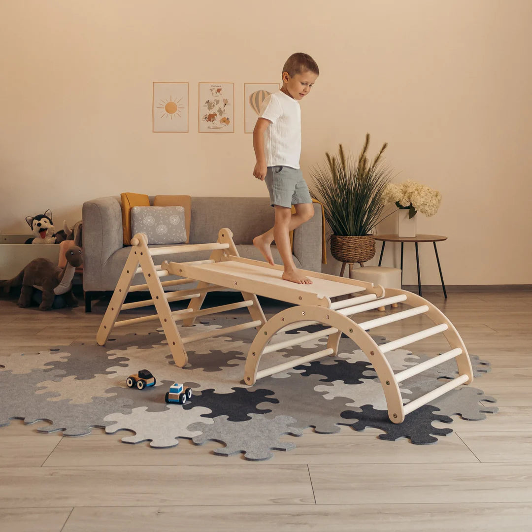 Design4Kids Montessori Kletterset Galagos - Pikler Kletterdreieck mit Rutsche und Kletterbogen