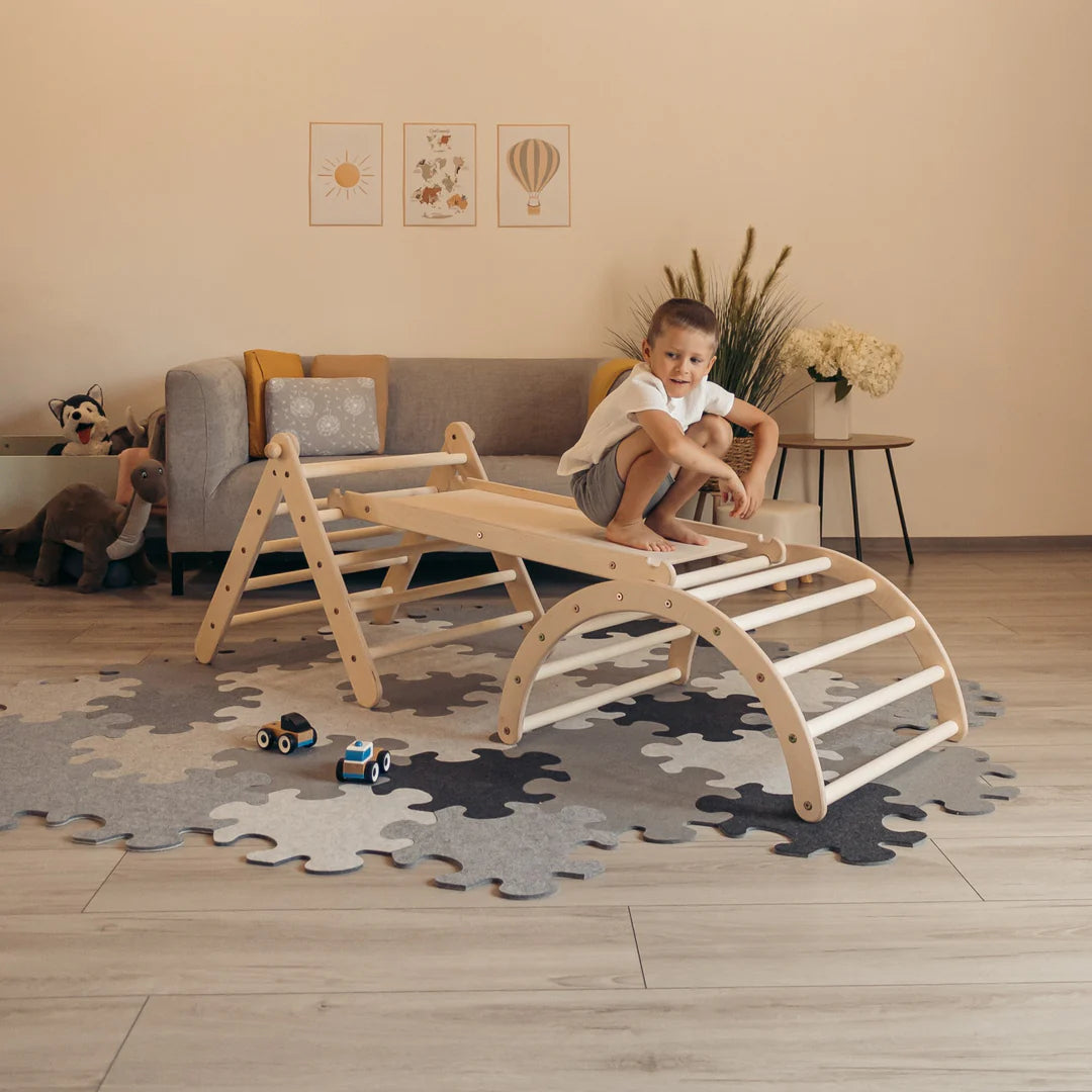 Design4Kids Montessori Kletterset Galagos - Pikler Kletterdreieck mit Rutsche und Kletterbogen