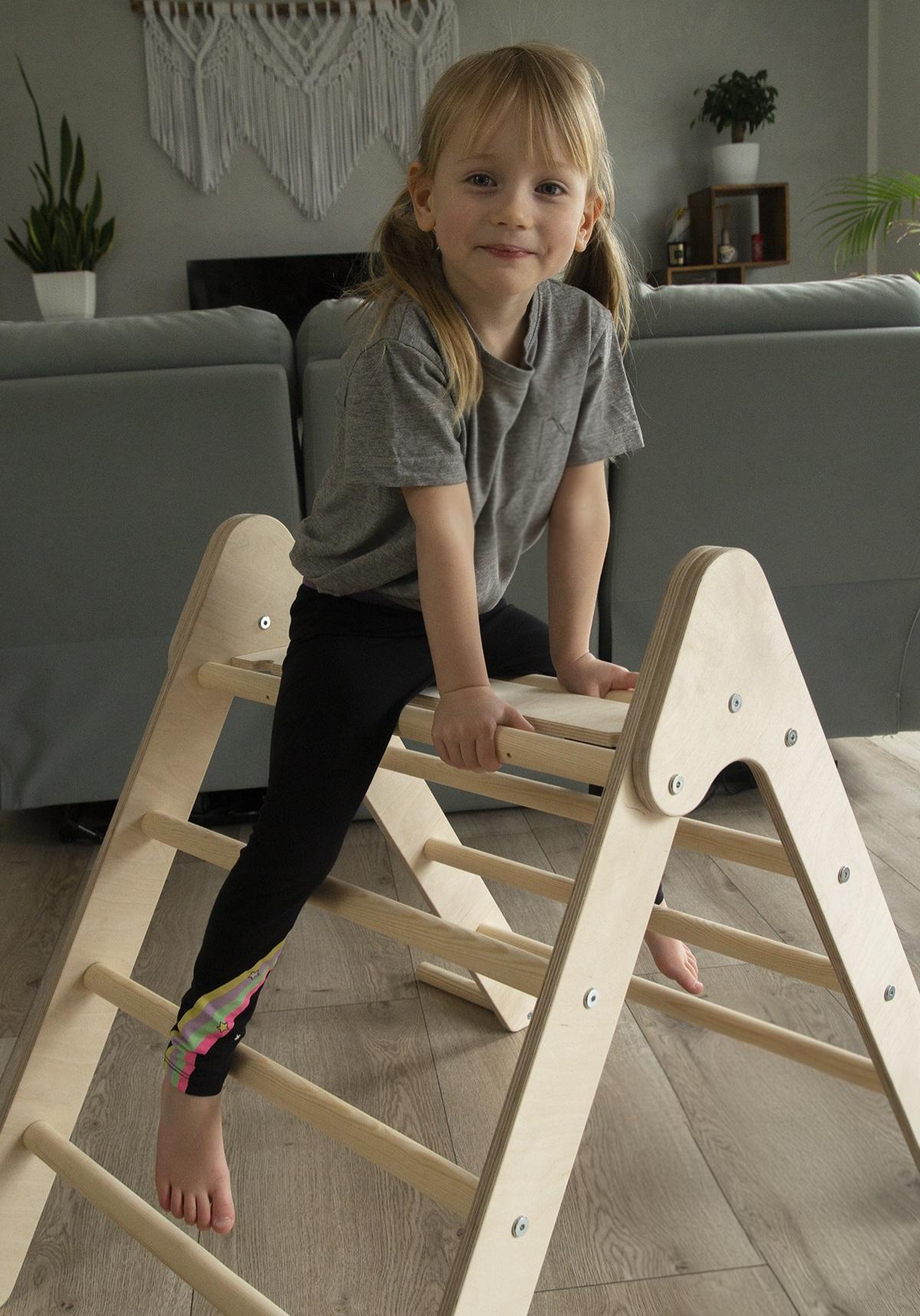 Design4Kids 3-in-1 Montessori Kletterset S - Kletterdreieck, Rutsche & Wippe