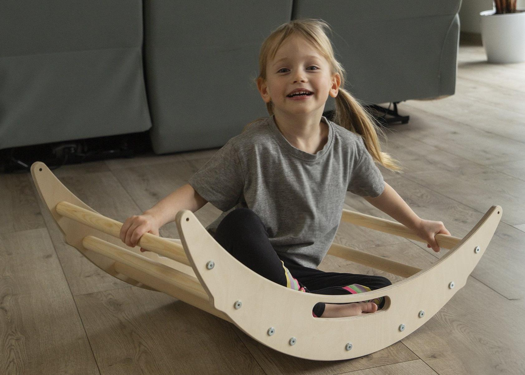 Design4Kids 3-in-1 Montessori Kletterset S - Kletterdreieck, Rutsche & Wippe