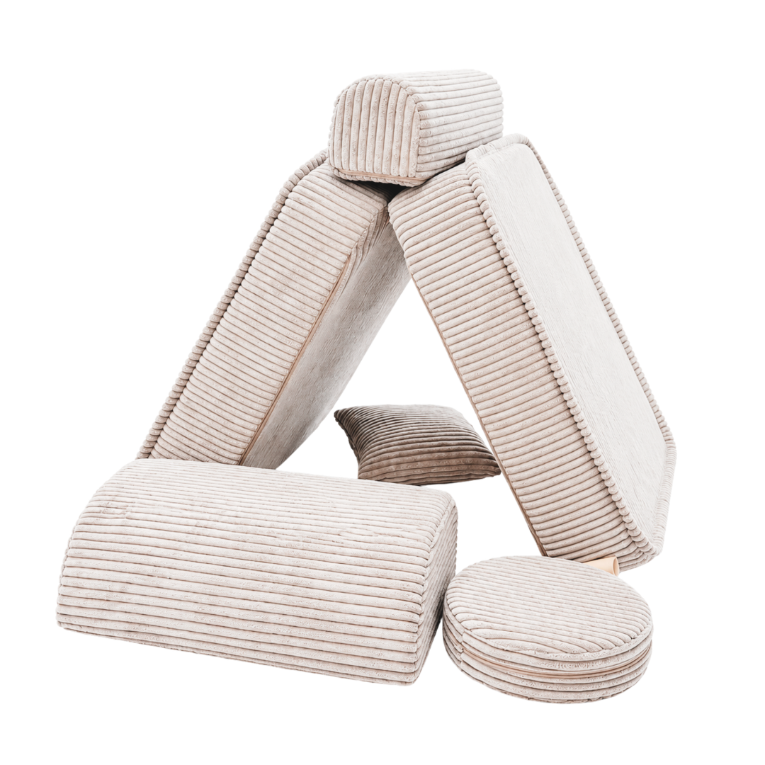 Design4Kids 3-in-1 Kindersessel Jewel Cord Mini 60x60 cm - Faltbare Kindercouch & Spielmatratze