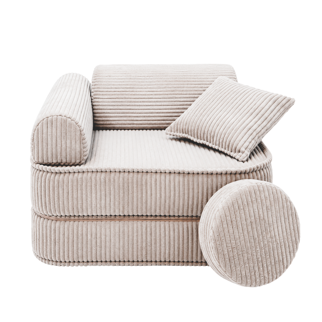 Design4Kids 3-in-1 Kindersessel Jewel Cord Mini 60x60 cm - Faltbare Kindercouch & Spielmatratze
