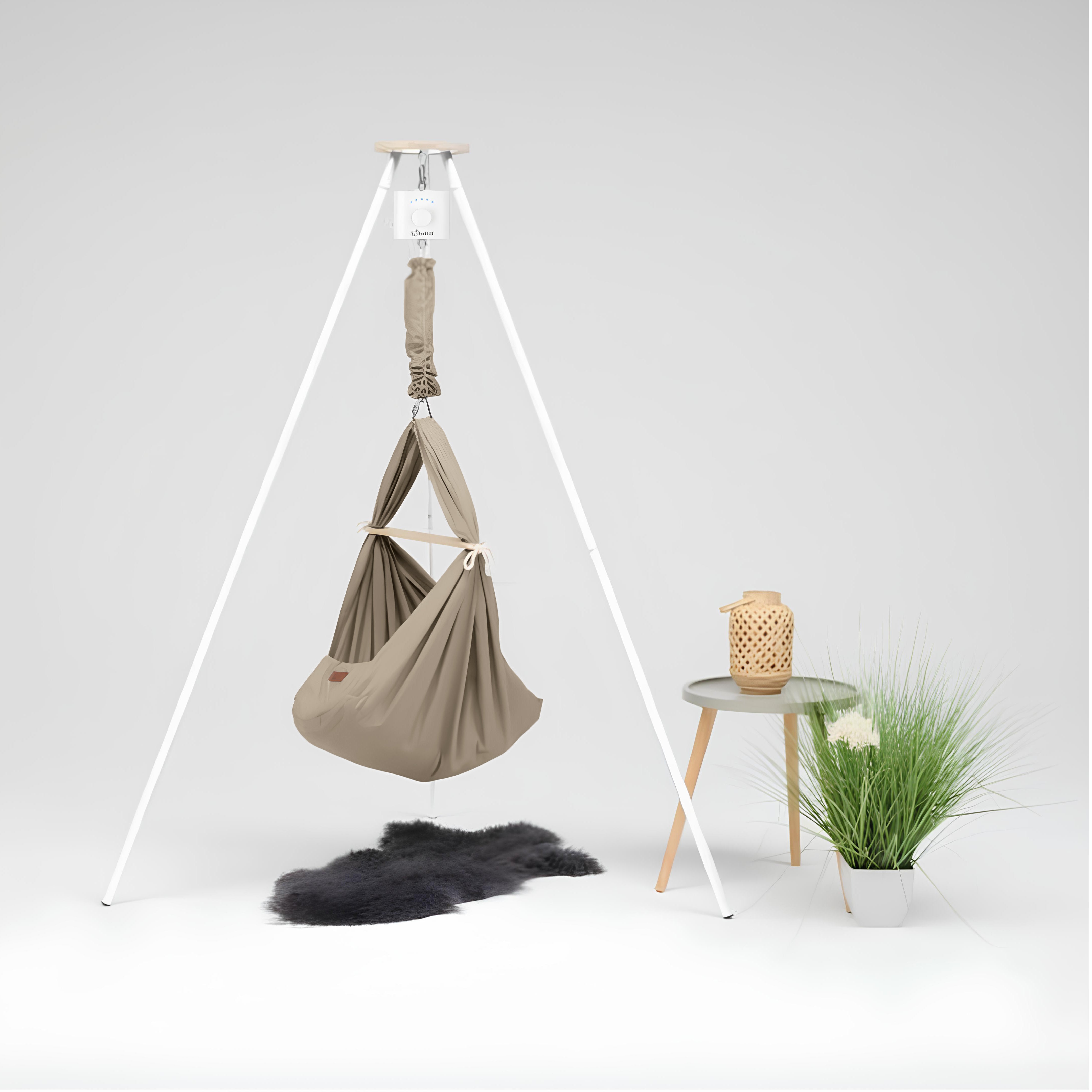 Design4Kids Federwiege Baby Classic, Bio-Baumwolle mit Motor & TIPI-Gestell