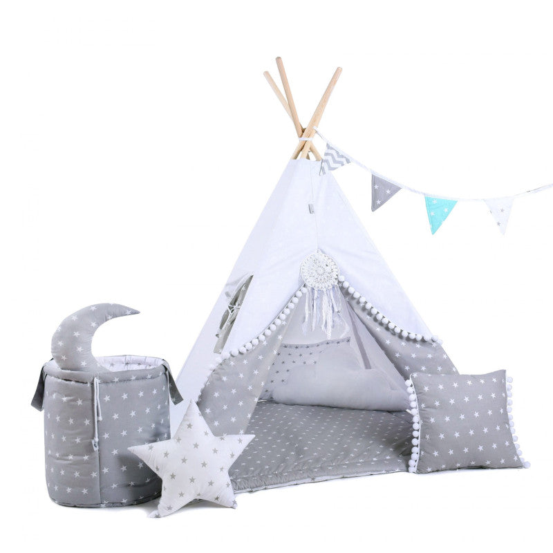 Design4Kids Tipi-Zelt XXL-Set White Kingdom - grau