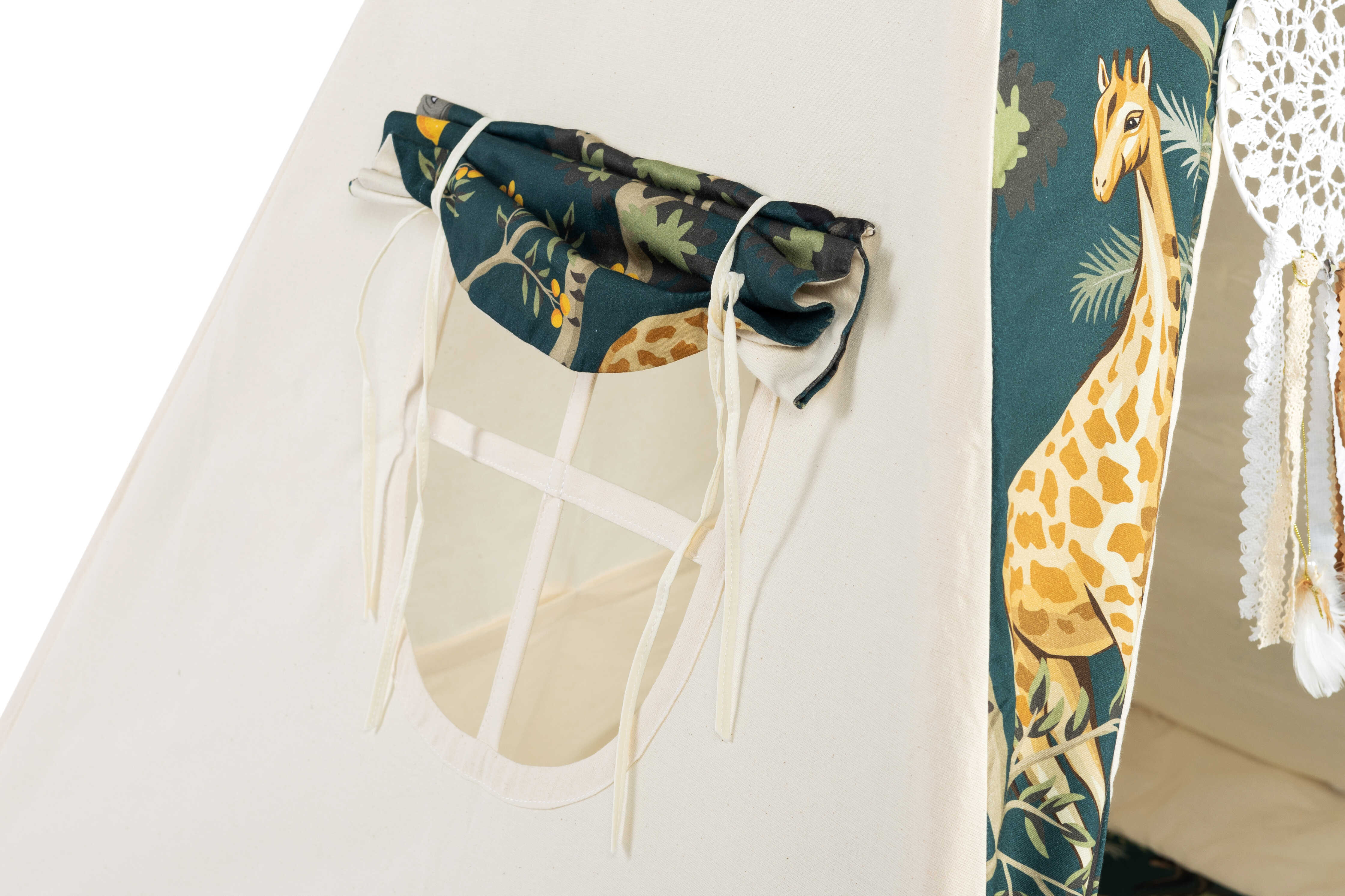 Design4Kids Tipi-Zelt M-Special Set Safari Giraffe- beige