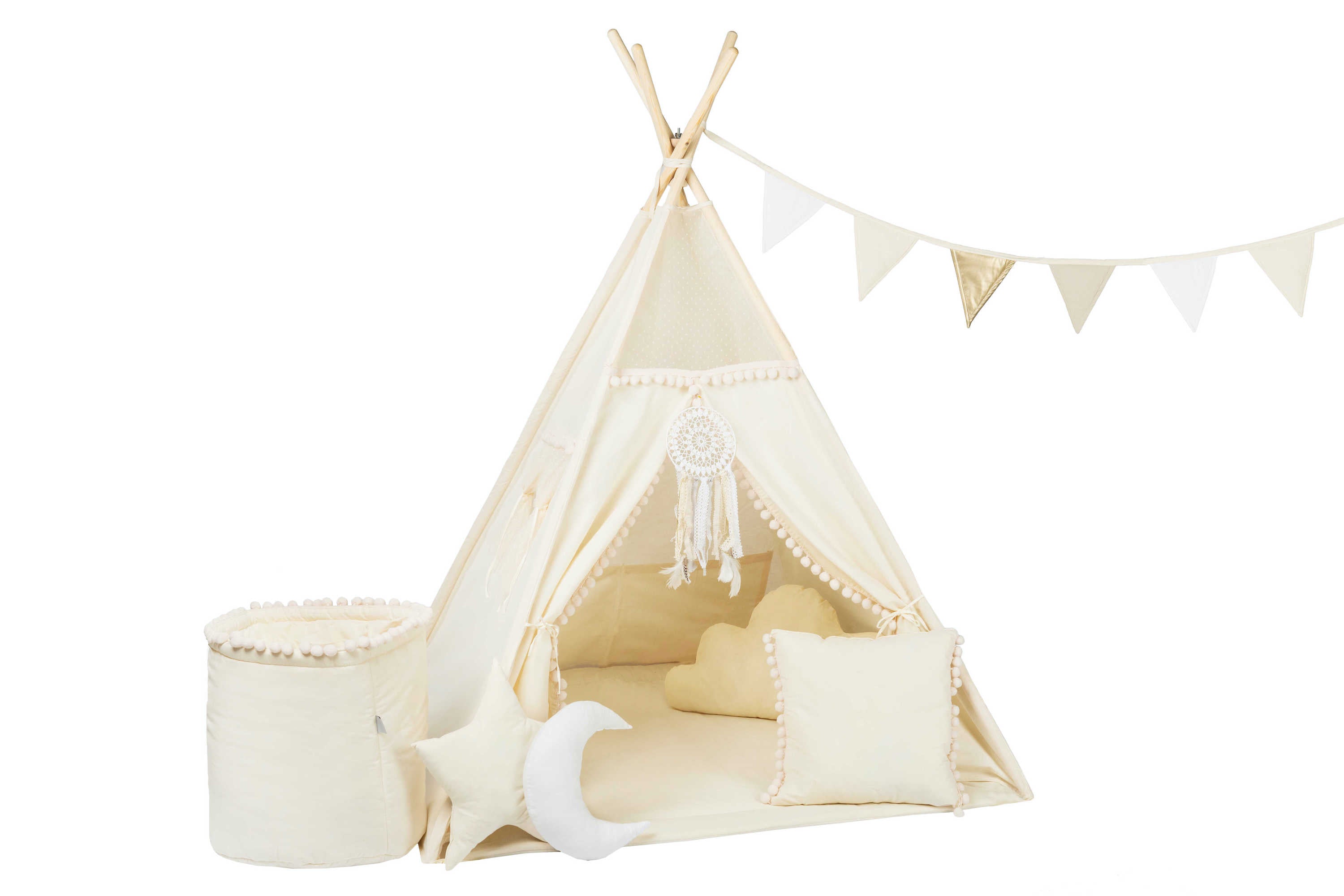 Design4Kids Tipi-Zelt XXL-Set Beady Mist  - creme