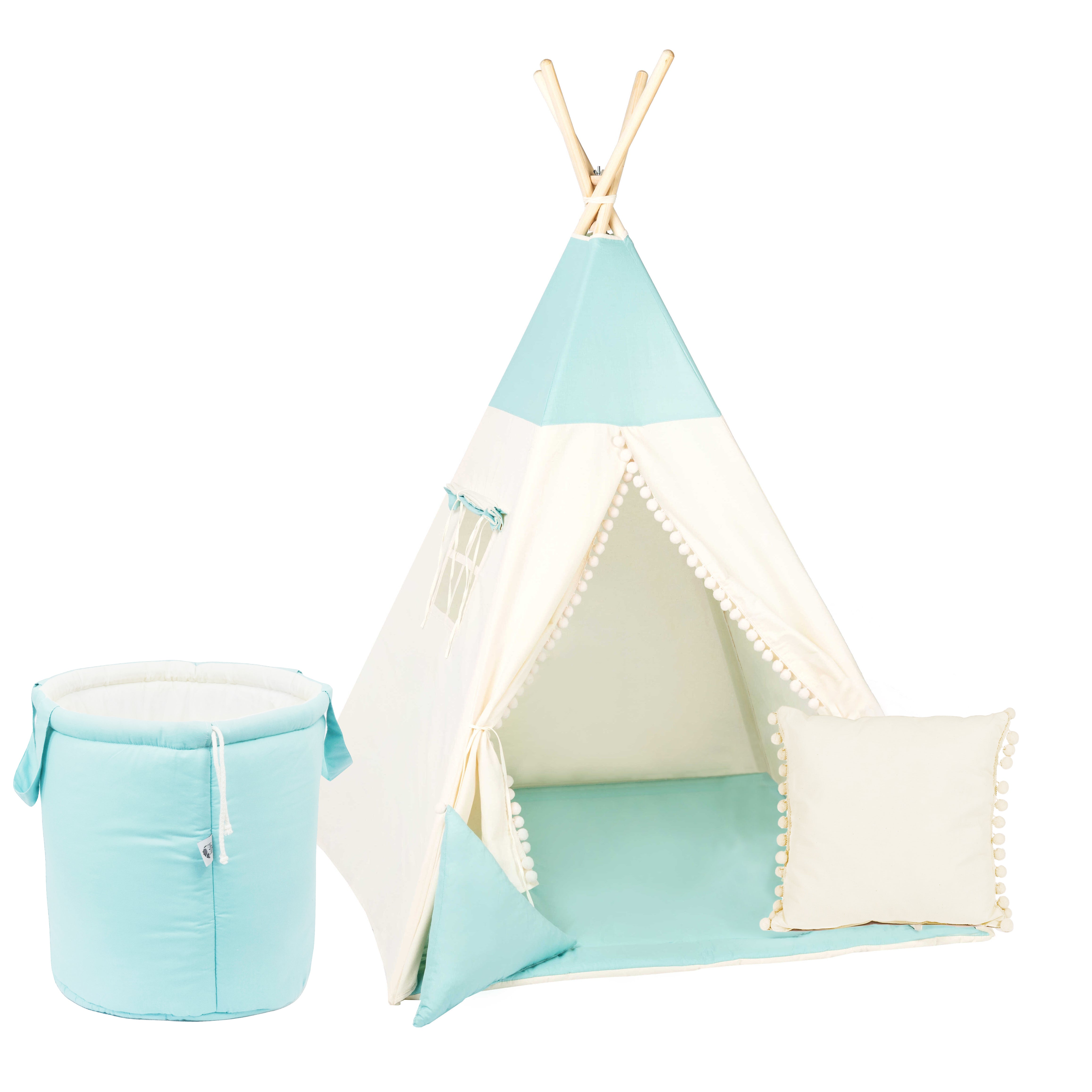 Design4Kids Tipi-Zelt L-Set Blue Dream - creme