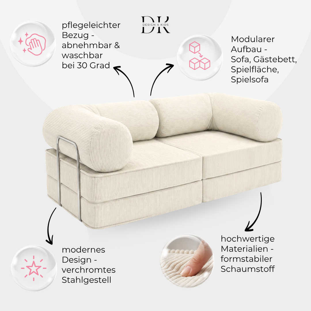 Design4Kids Family Sofa Duo 2-Sitzer Jewel Cord 200
