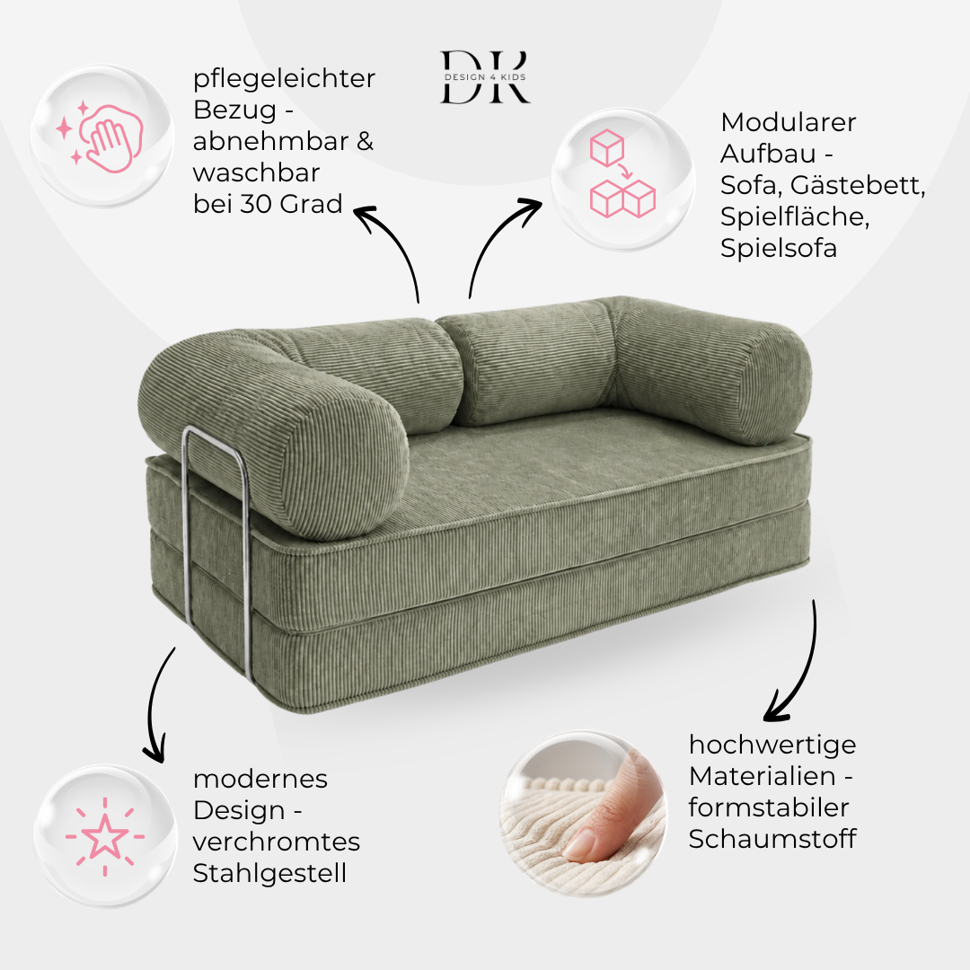 Design4Kids Family Sofa 2-Sitzer Jewel Cord 200