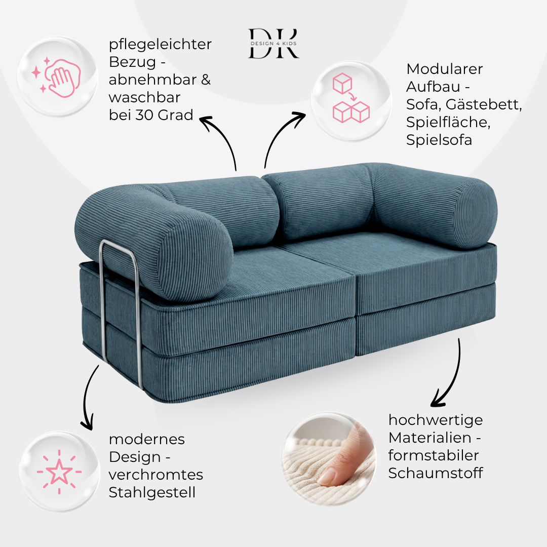 Design4Kids Family Sofa Duo 2-Sitzer Jewel Cord 200