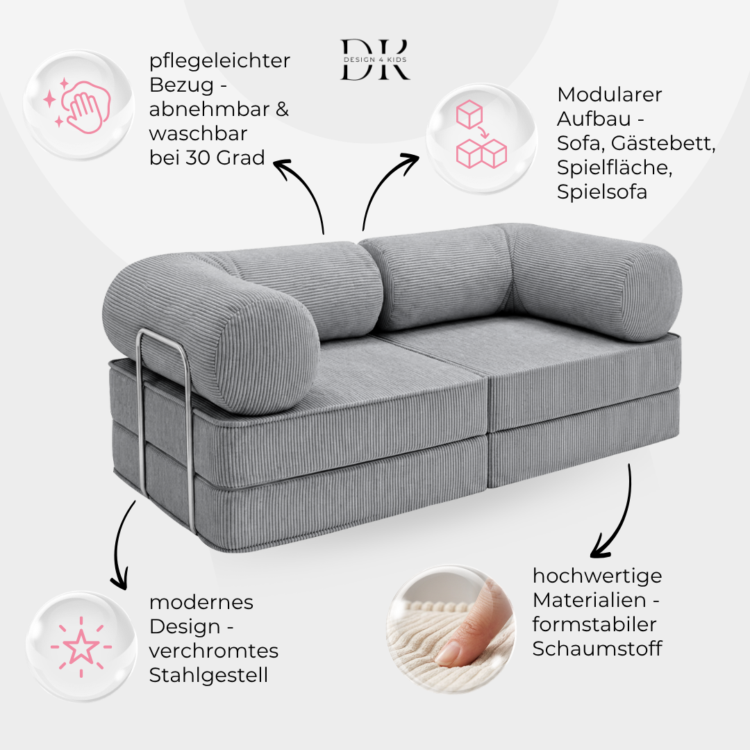Design4Kids Family Sofa Duo 2-Sitzer Jewel Cord 200