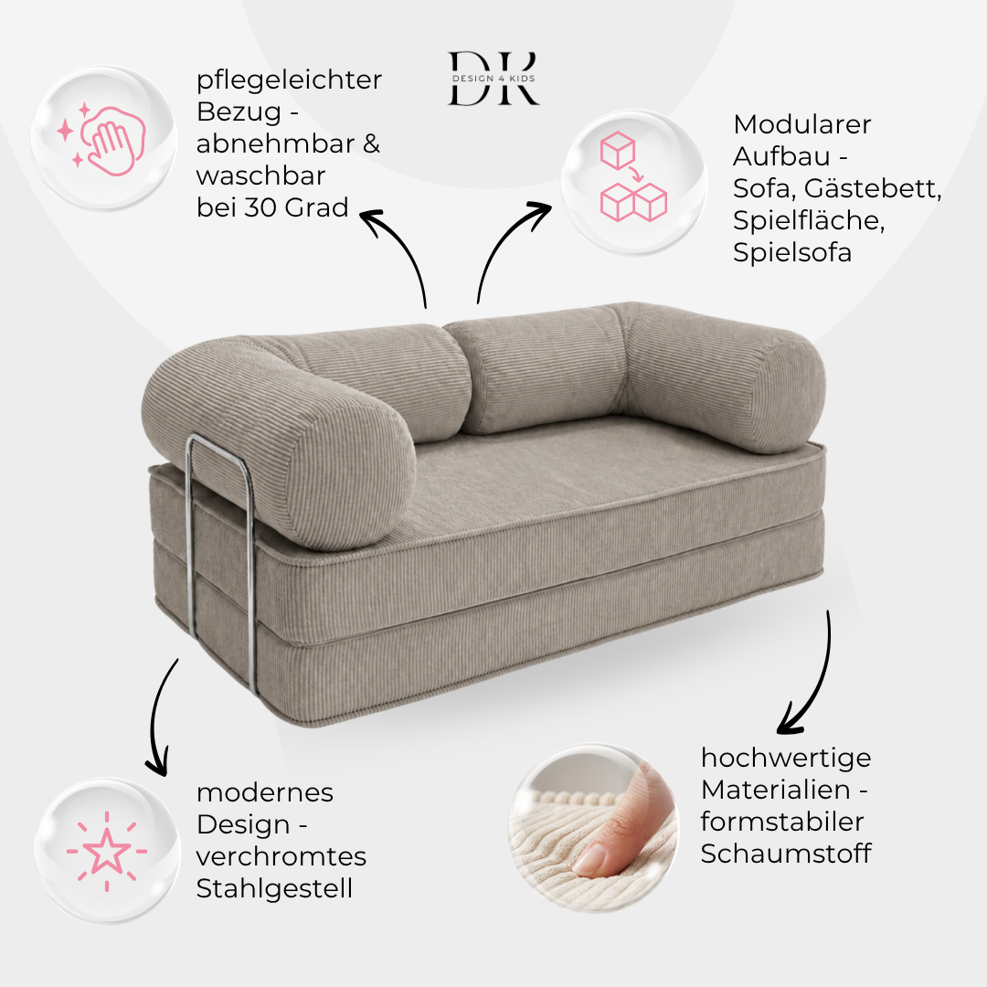 Design4Kids Family Sofa 2-Sitzer Jewel Cord 200