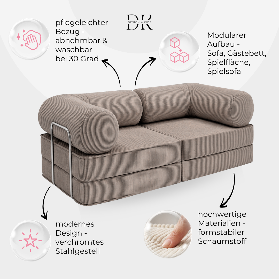 Design4Kids Family Sofa Duo 2-Sitzer Jewel Cord 200