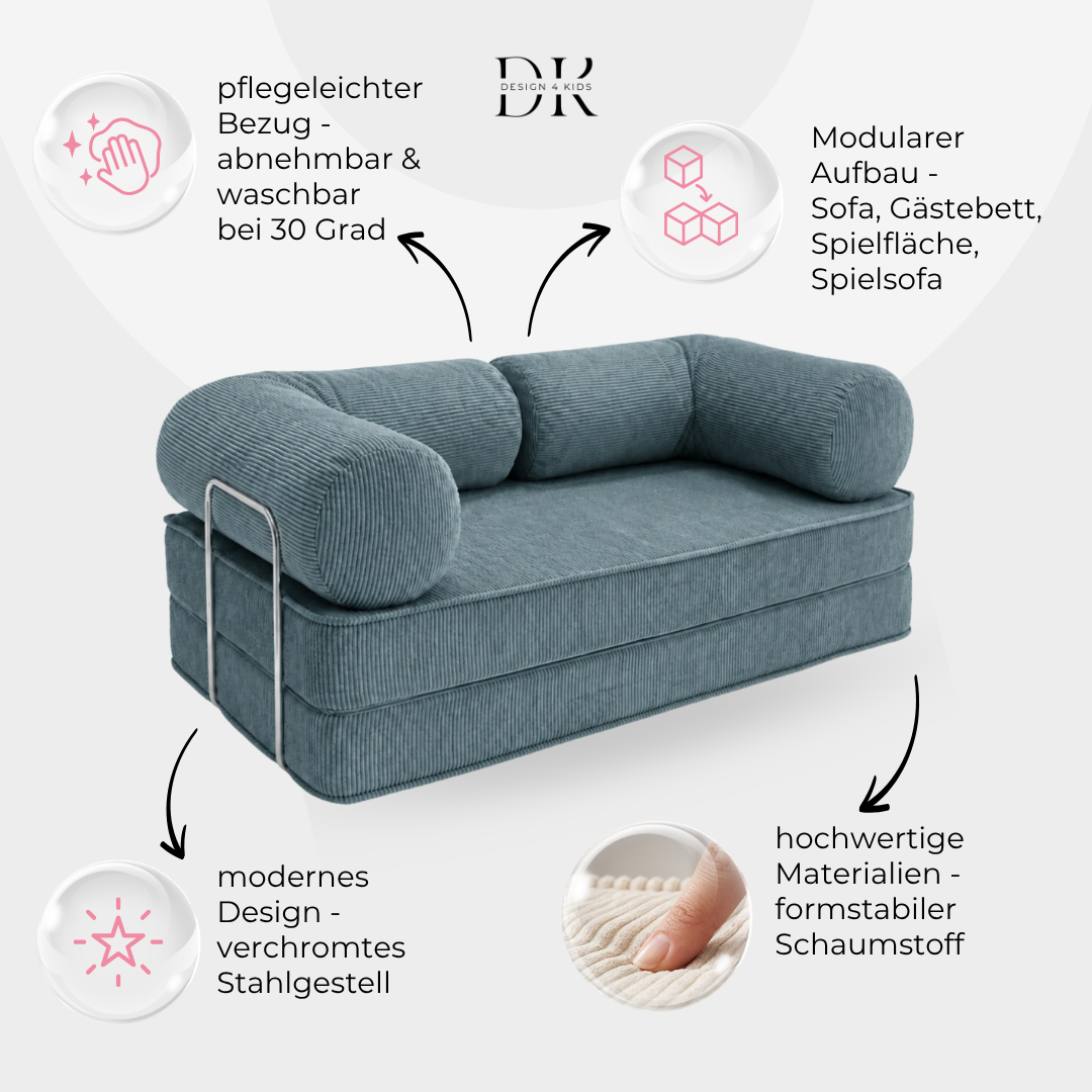 Design4Kids Family Sofa 2-Sitzer Jewel Cord 200