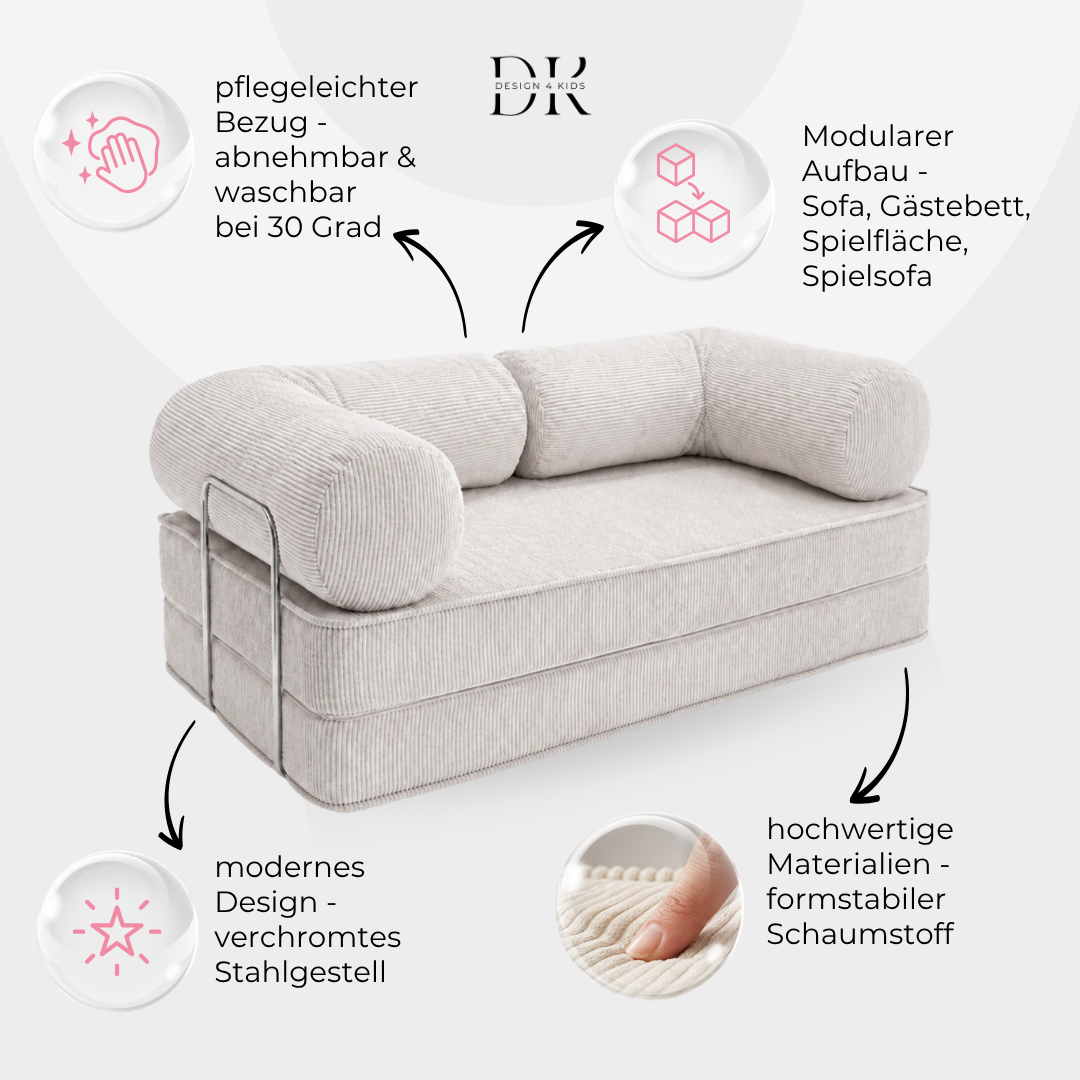 Design4Kids Family Sofa 2-Sitzer Jewel Cord 200