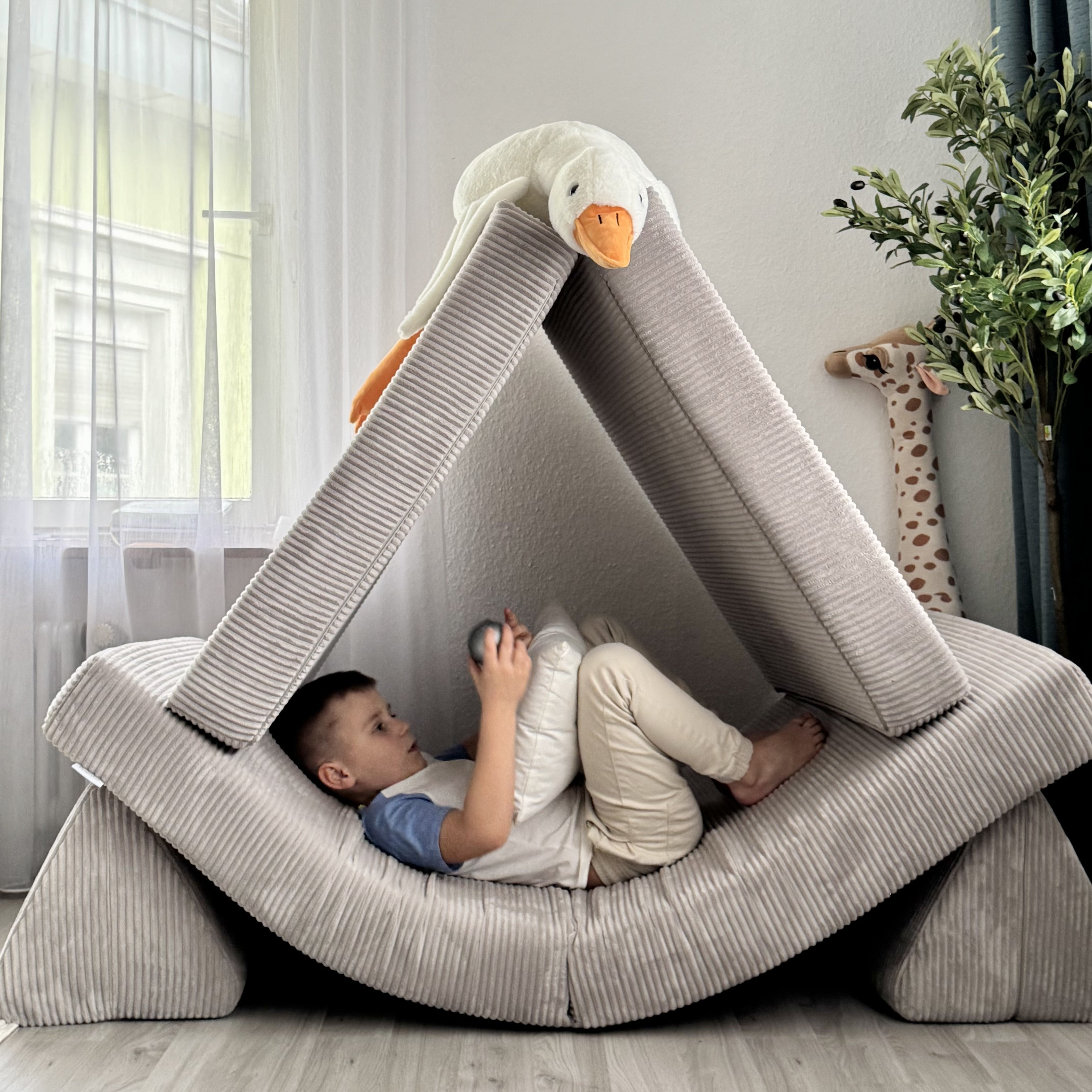 Design4Kids XXL Spielsofa Cord Grande Classic - cloudy grey