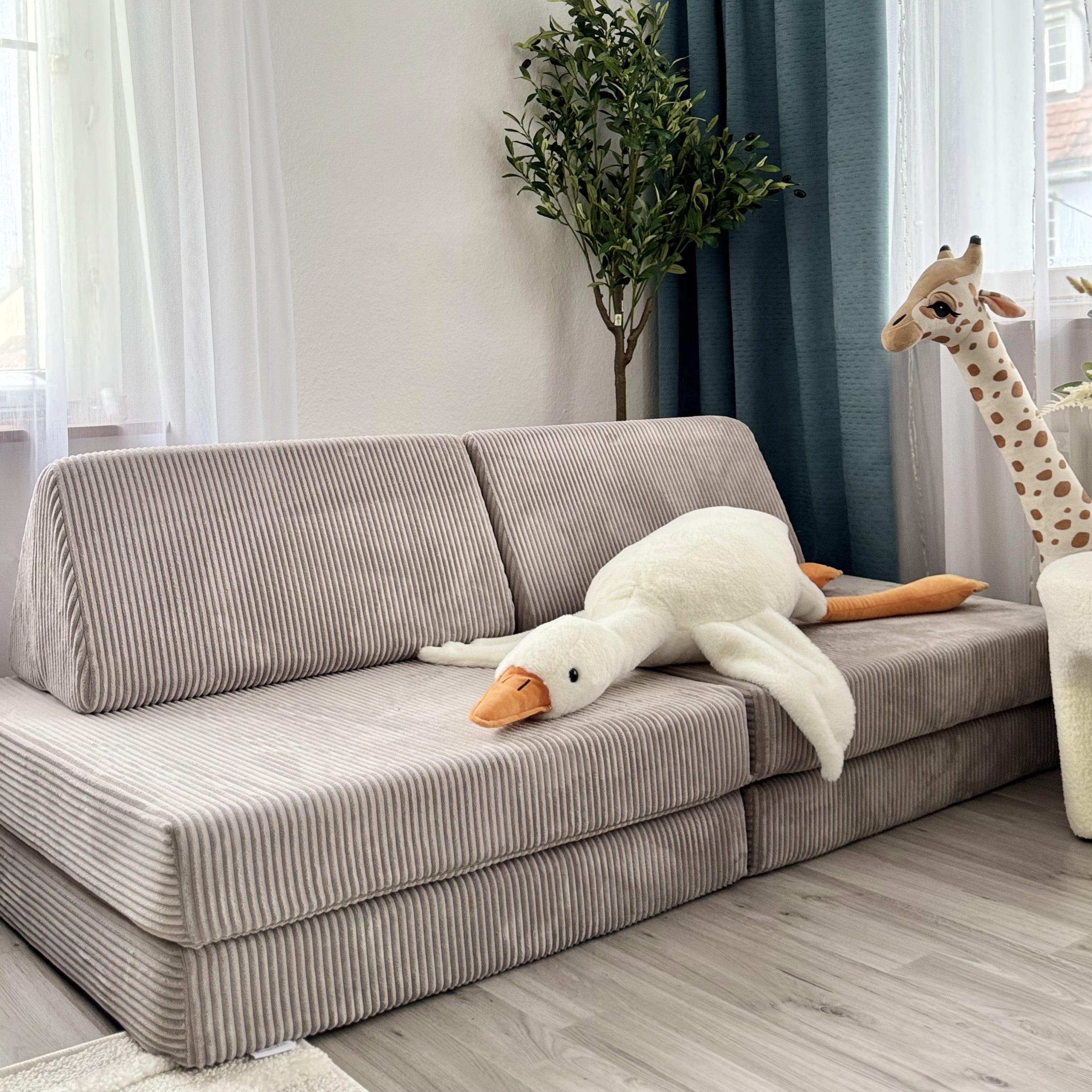 Design4Kids XXL Spielsofa Cord Grande Classic - cloudy grey